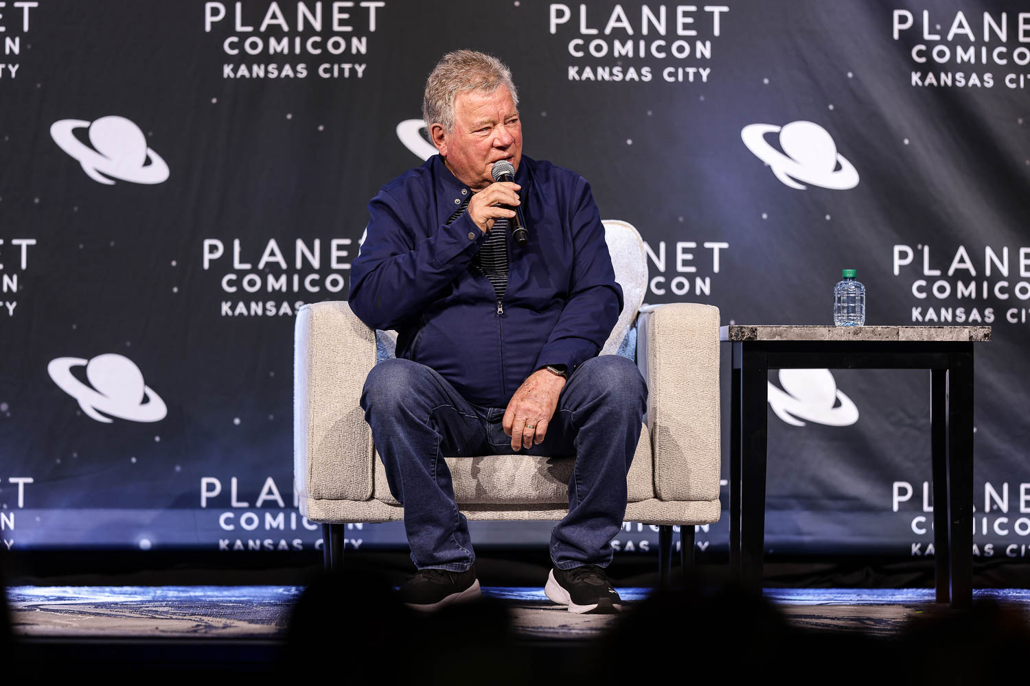 William Shatner during a panel on Saturday at the 2023 Planet Comicon in Kansas City, Missouri on March 18, 2023.