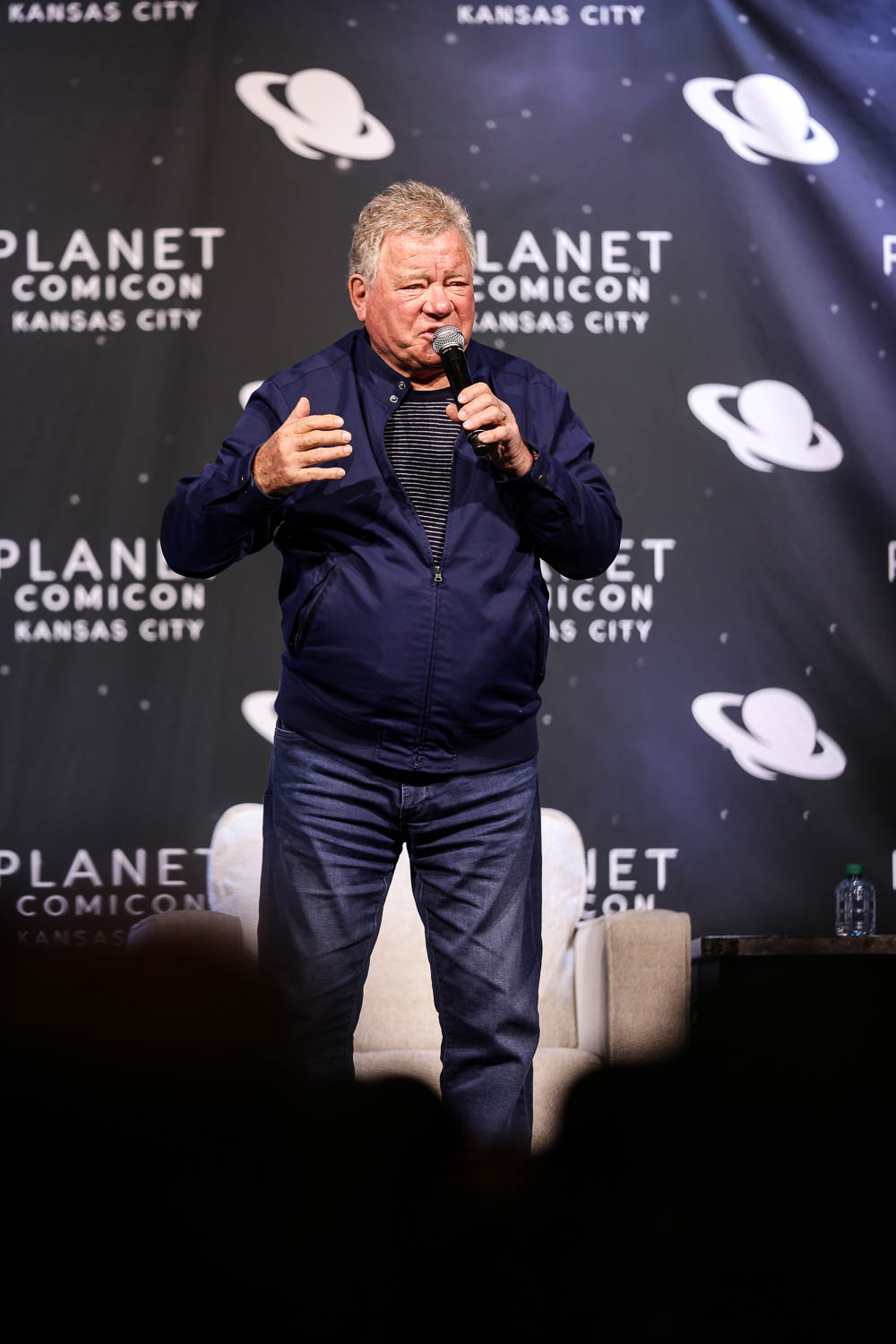 William Shatner during a panel on Saturday at the 2023 Planet Comicon in Kansas City, Missouri on March 18, 2023.