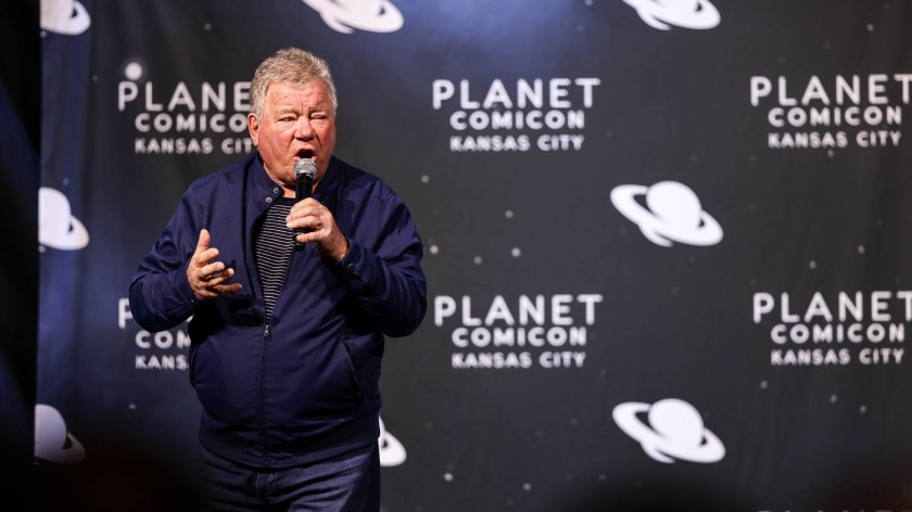 William Shatner during a panel on Saturday at the 2023 Planet Comicon in Kansas City, Missouri on March 18, 2023.