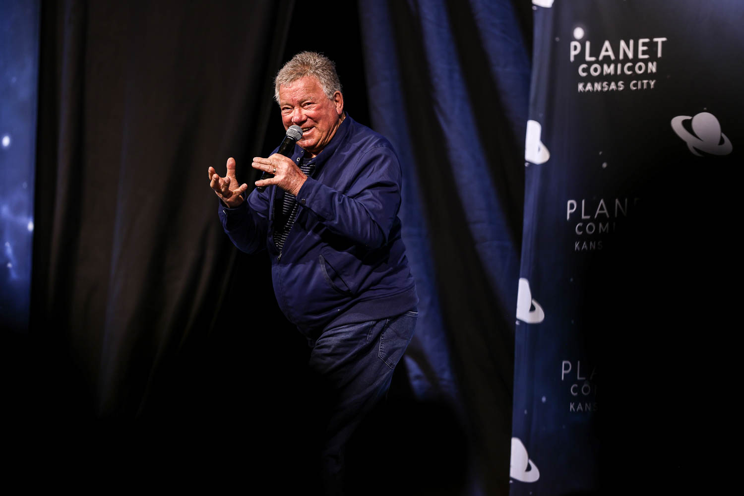 William Shatner during a panel on Saturday at the 2023 Planet Comicon in Kansas City, Missouri on March 18, 2023.