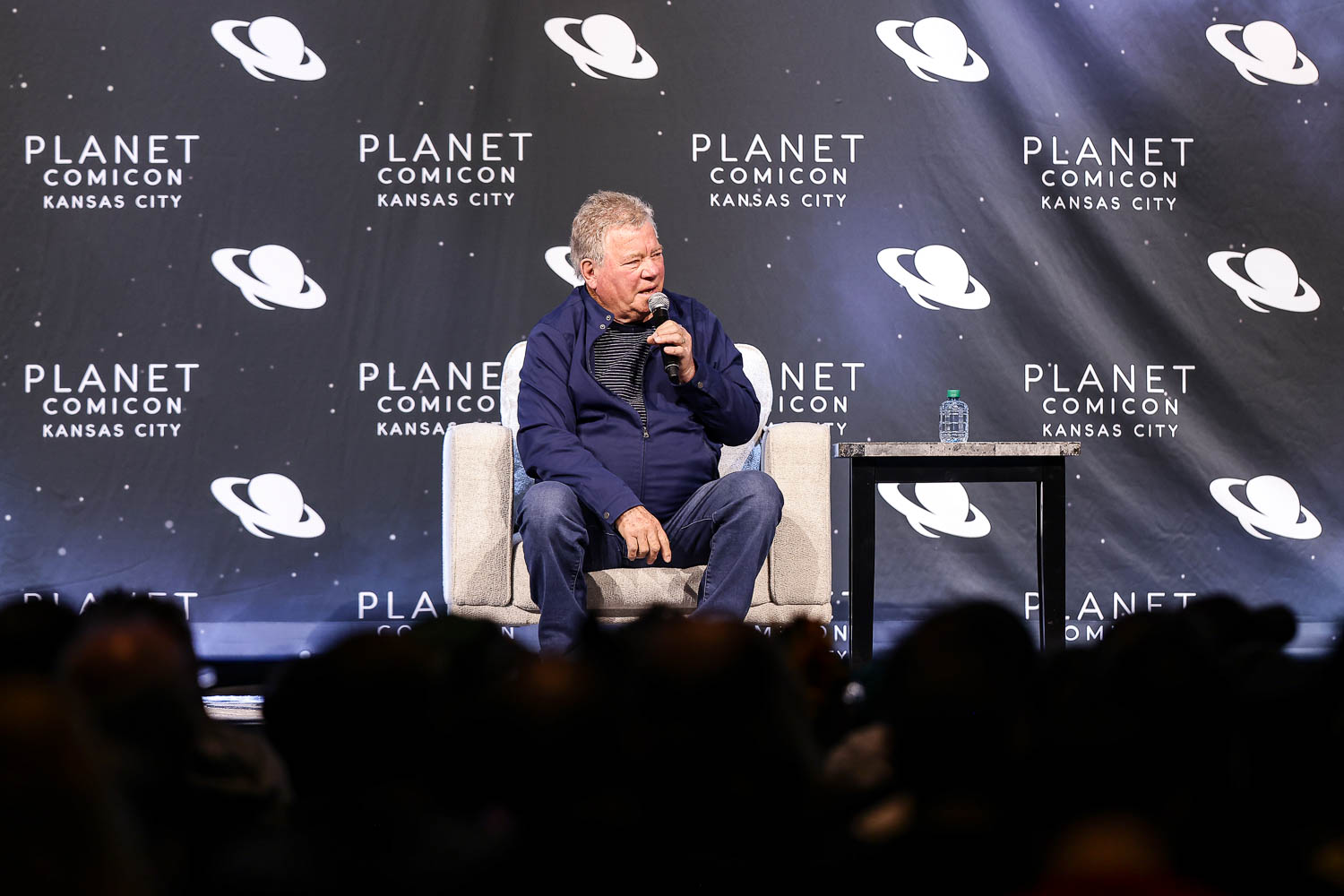 William Shatner during a panel on Saturday at the 2023 Planet Comicon in Kansas City, Missouri on March 18, 2023.