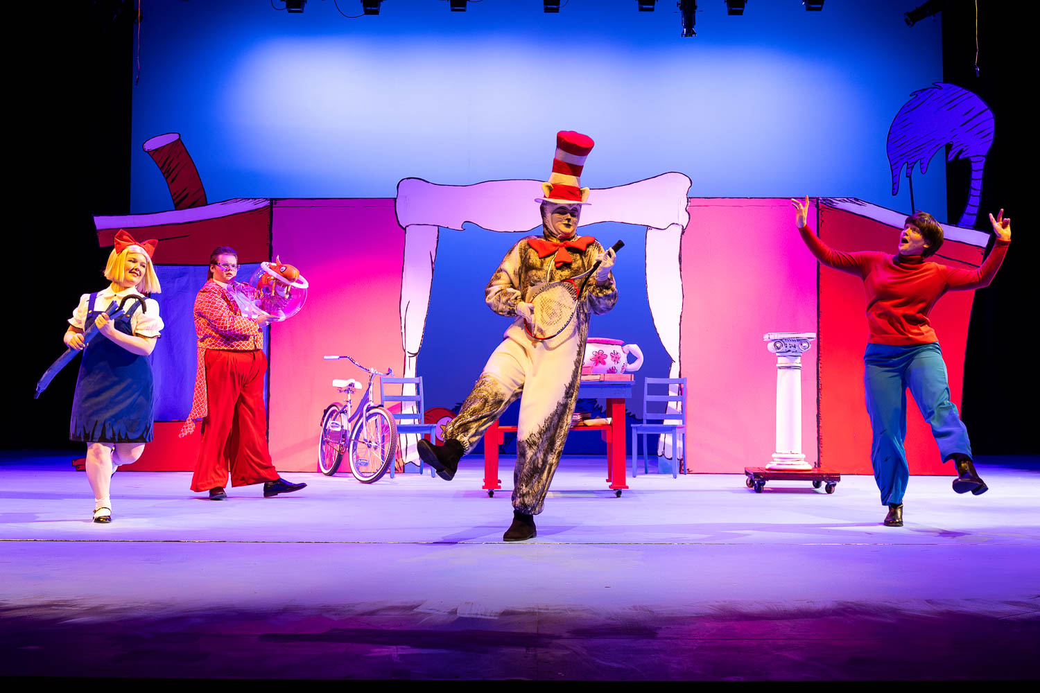 Dress rehearsal for UCM's Theatre & Dance production of "Cat in The Hat" on February 26, 2025 in Highlander Theatre