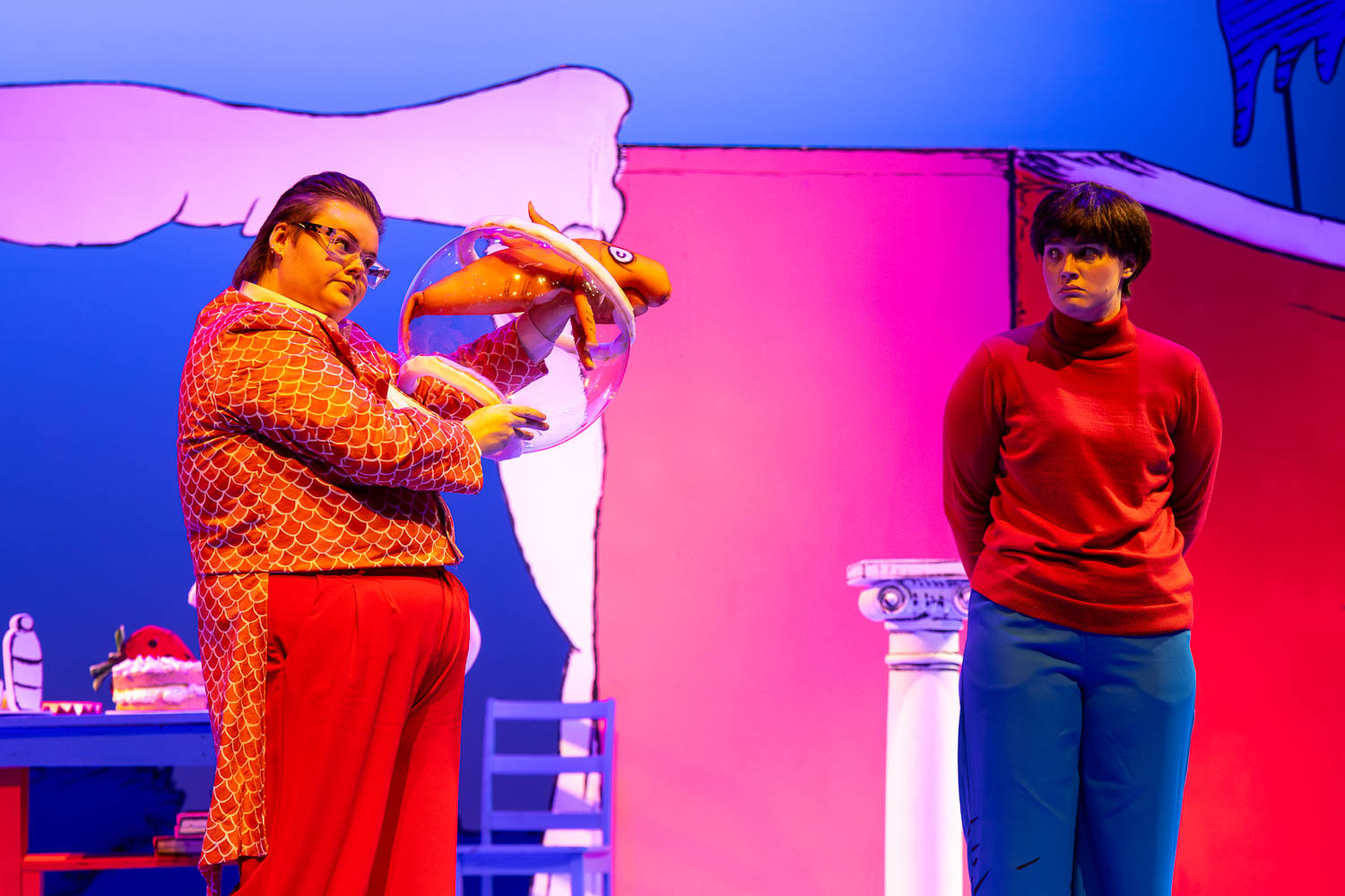 Dress rehearsal for UCM's Theatre & Dance production of "Cat in The Hat" on February 26, 2025 in Highlander Theatre