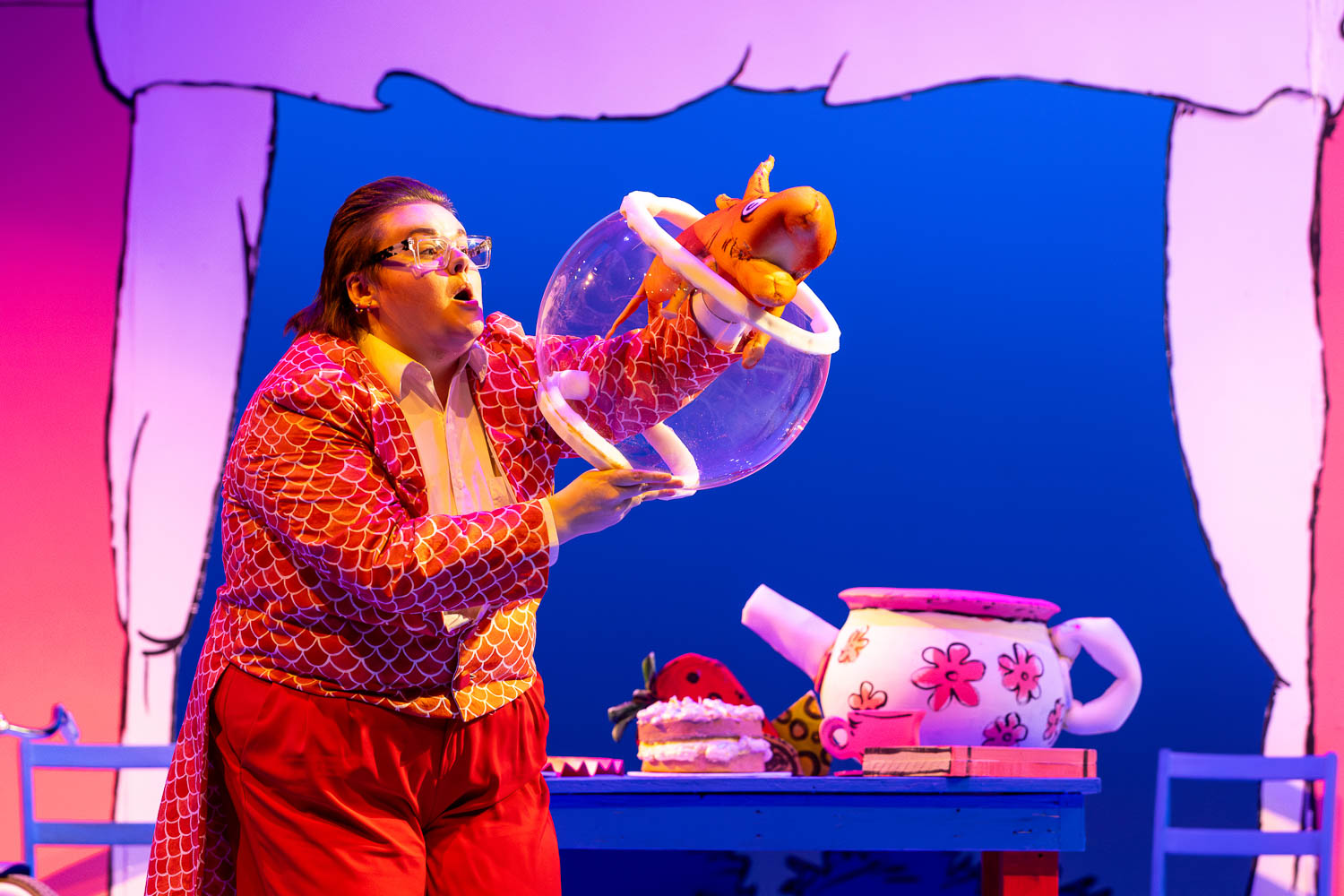 Dress rehearsal for UCM's Theatre & Dance production of "Cat in The Hat" on February 26, 2025 in Highlander Theatre