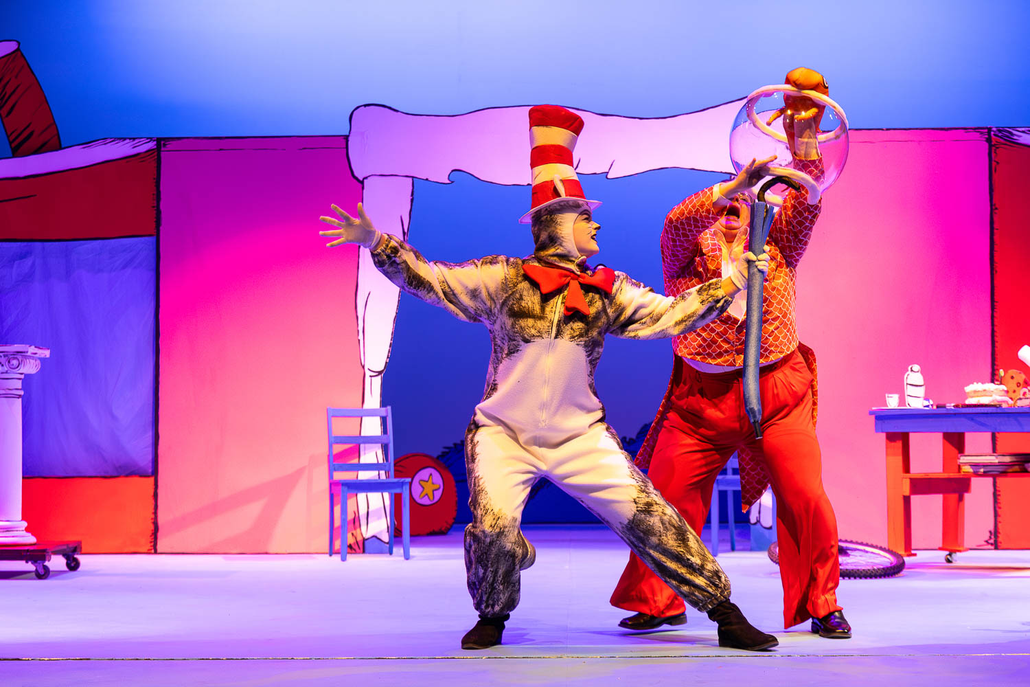 Dress rehearsal for UCM's Theatre & Dance production of "Cat in The Hat" on February 26, 2025 in Highlander Theatre