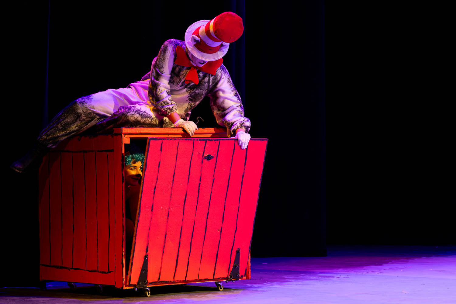 Dress rehearsal for UCM's Theatre & Dance production of "Cat in The Hat" on February 26, 2025 in Highlander Theatre