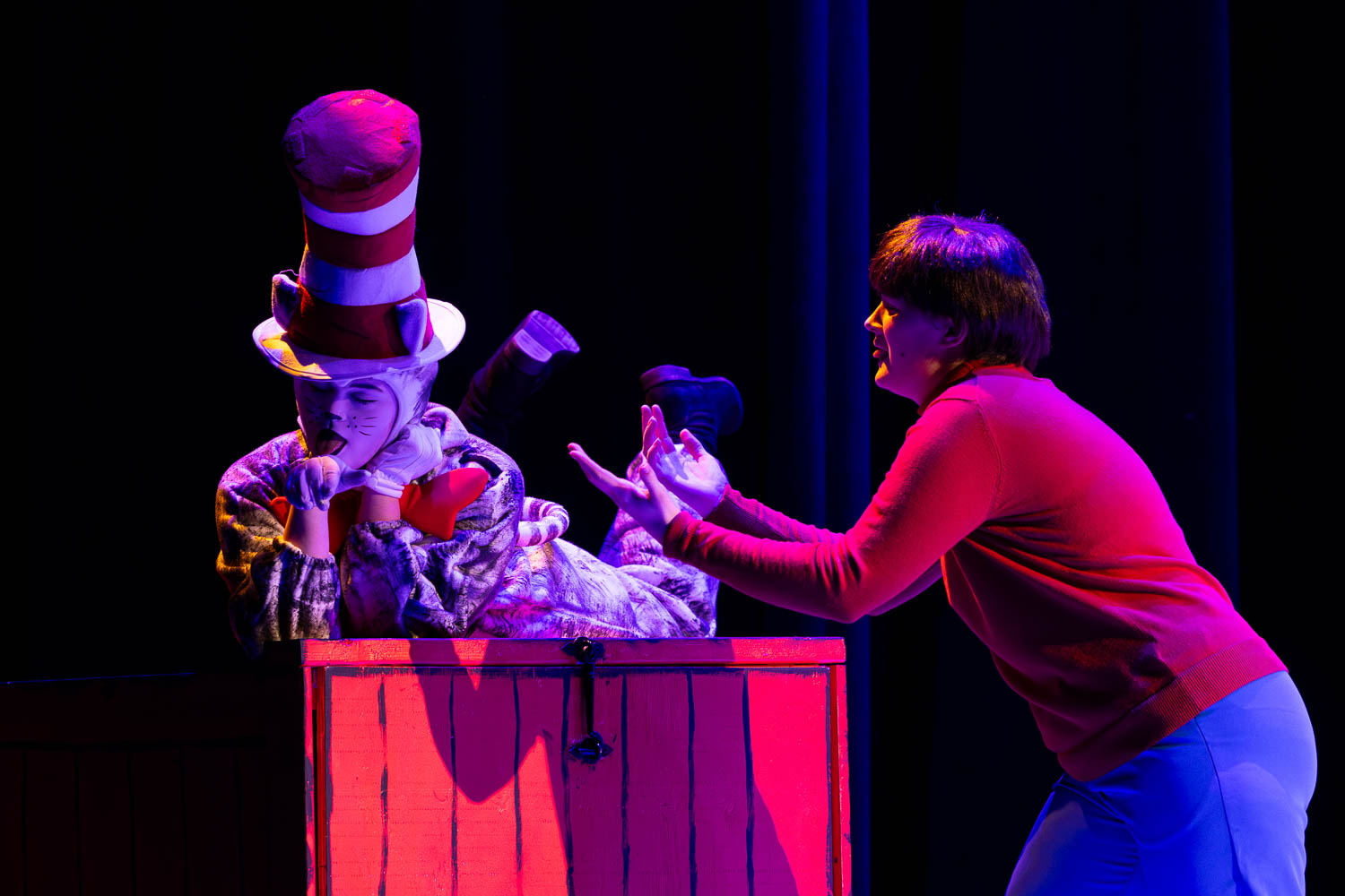 Dress rehearsal for UCM's Theatre & Dance production of "Cat in The Hat" on February 26, 2025 in Highlander Theatre