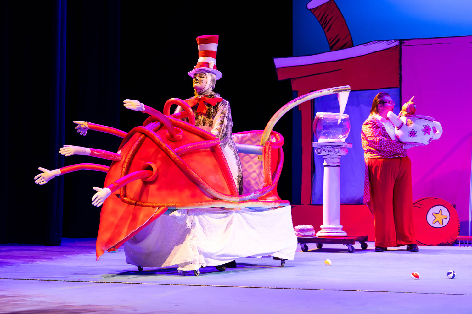 Dress rehearsal for UCM's Theatre & Dance production of "Cat in The Hat" on February 26, 2025 in Highlander Theatre