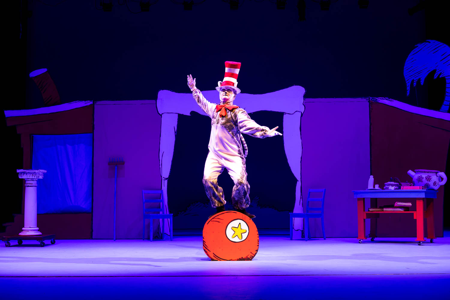 Dress rehearsal for UCM's Theatre & Dance production of "Cat in The Hat" on February 26, 2025 in Highlander Theatre