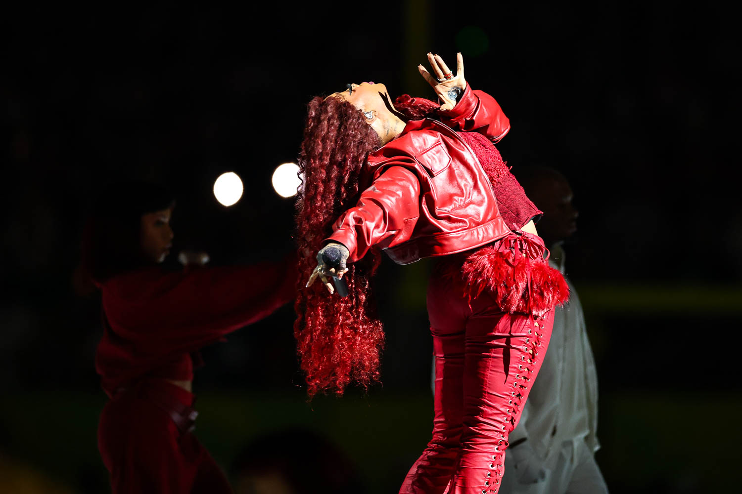 SZA performing during halftime of the NFL Super Bowl LIX (59) football game between the Kansas City Chiefs and the Philadelphia Eagles, Sunday, Feb. 9, 2025, in New Orleans.