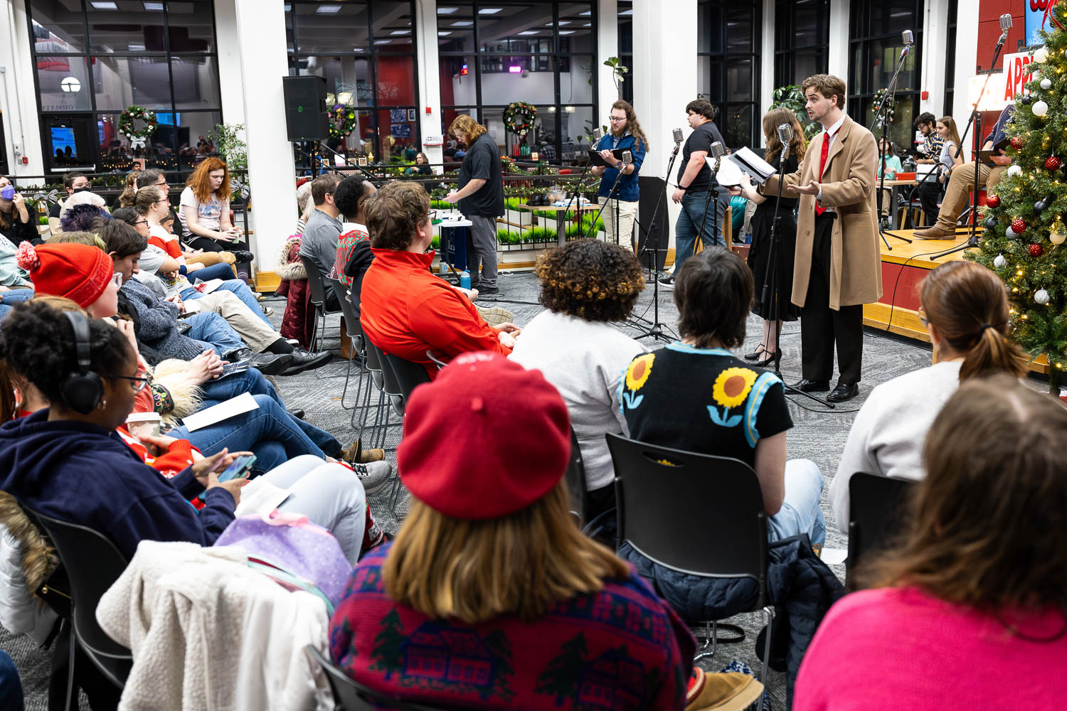 It's a Wonderful Life - Live Radio Drama Broadcast on The Beat was performed in the Elliott Student Union atrium on December 10, 2024.