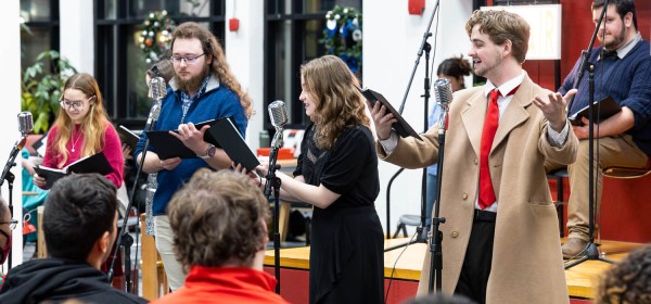It's a Wonderful Life - Live Radio Drama Broadcast on The Beat was performed in the Elliott Student Union atrium on December 10, 2024.