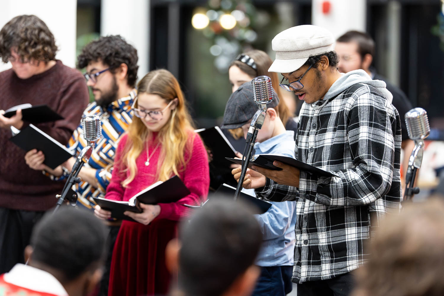 It's a Wonderful Life - Live Radio Drama Broadcast on The Beat was performed in the Elliott Student Union atrium on December 10, 2024.