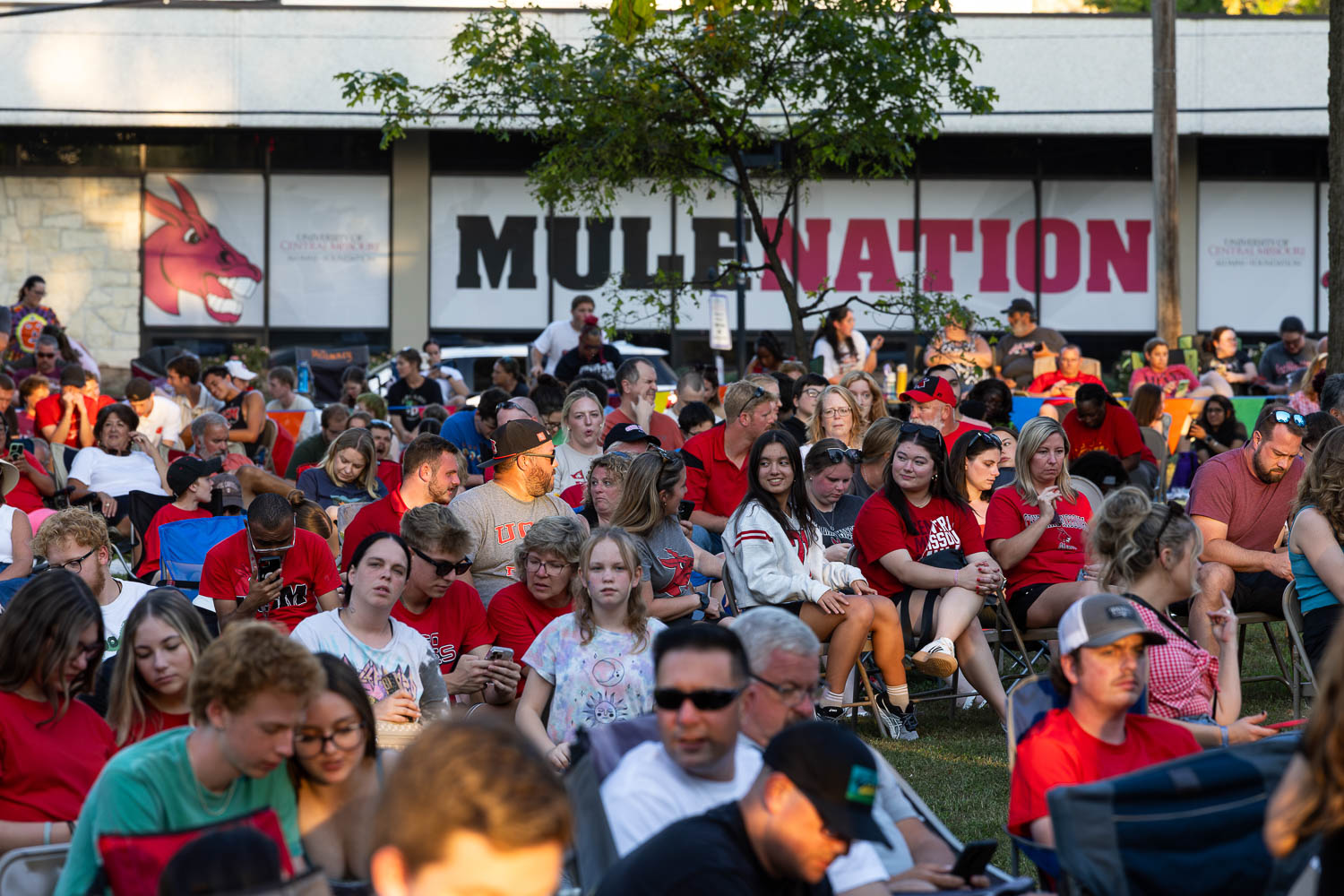 Fans watching the Plain White T's at Selmo Park on the University of Central Missouri campus as part of UCM's annual Family Weekend festivities.