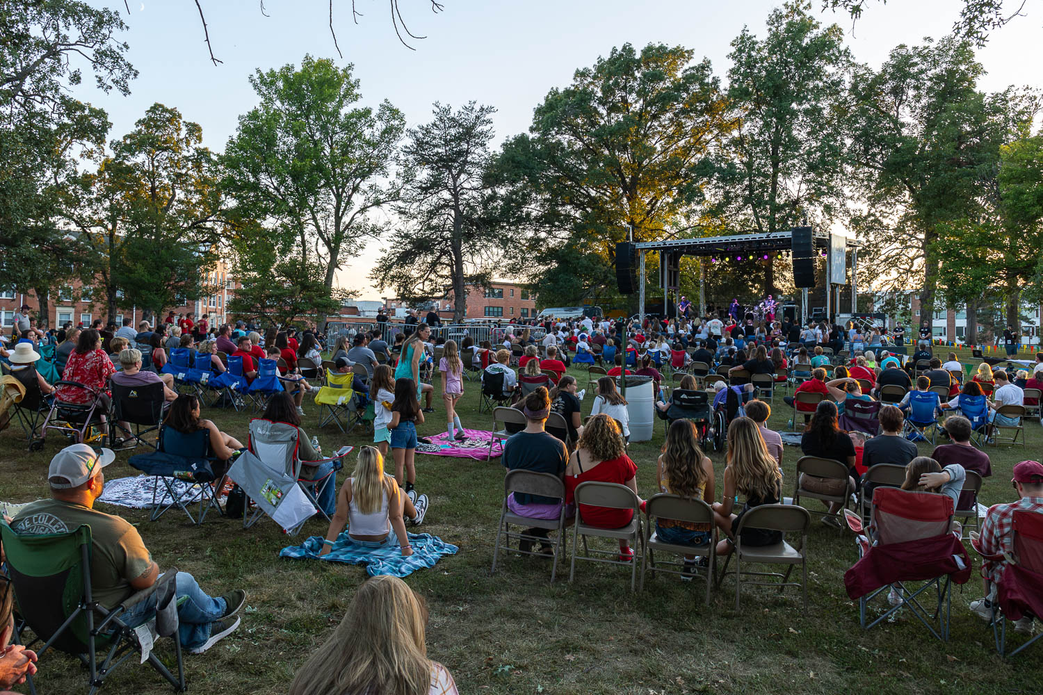 Fans watching the Plain White T's at Selmo Park on the University of Central Missouri campus as part of UCM's annual Family Weekend festivities.
