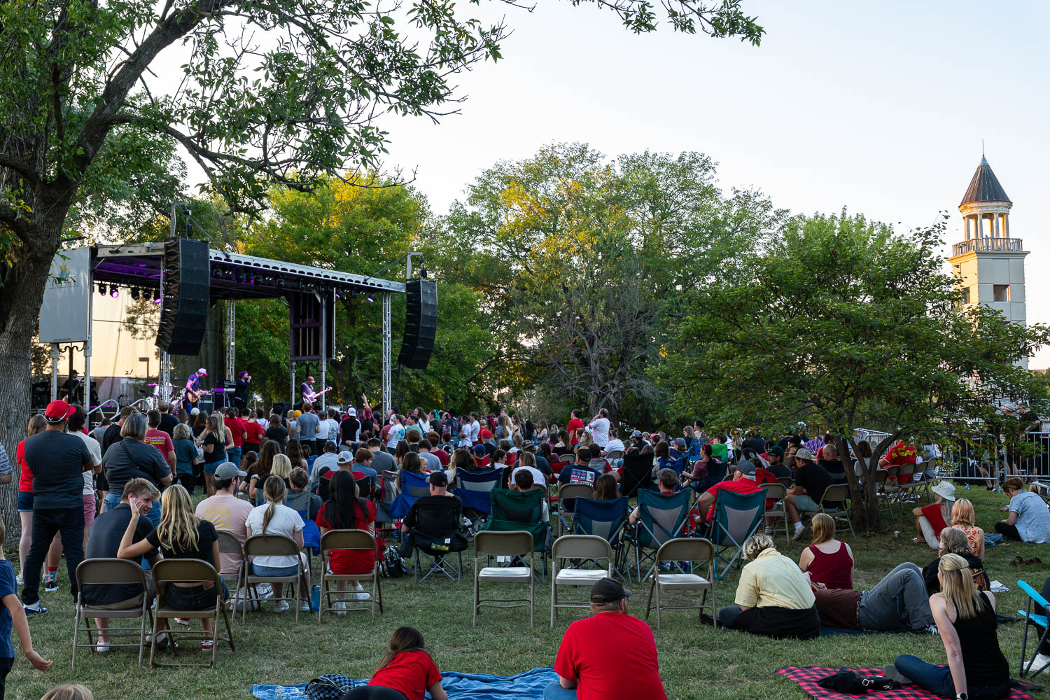 Fans watching the Plain White T's at Selmo Park on the University of Central Missouri campus as part of UCM's annual Family Weekend festivities.