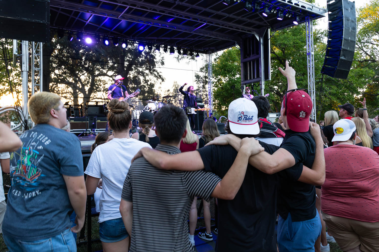 Fans watching the Plain White T's at Selmo Park on the University of Central Missouri campus as part of UCM's annual Family Weekend festivities.