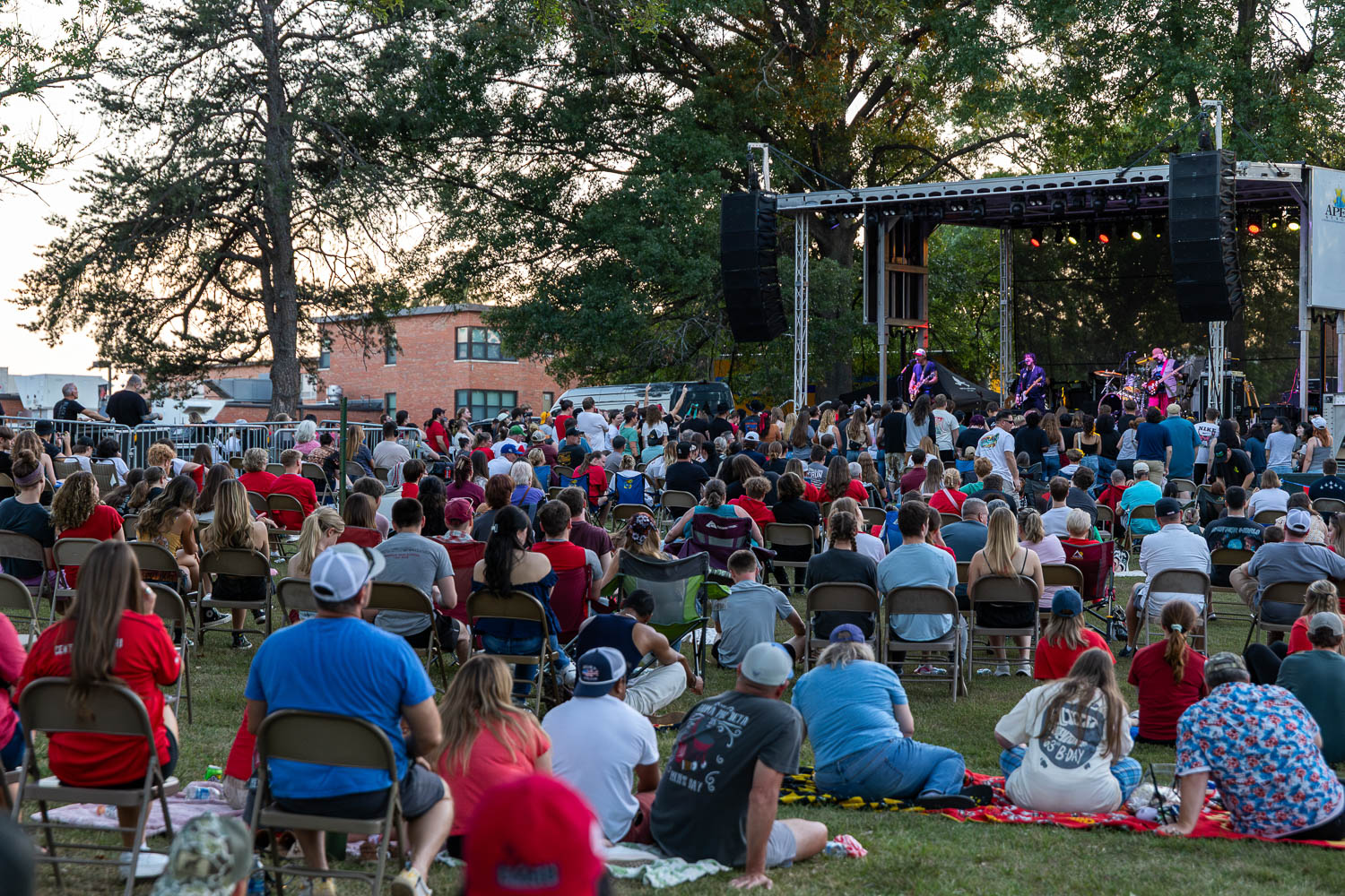 Fans watching the Plain White T's at Selmo Park on the University of Central Missouri campus as part of UCM's annual Family Weekend festivities.