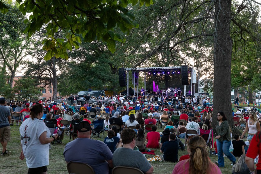 Fans watching the Plain White T's at Selmo Park on the University of Central Missouri campus as part of UCM's annual Family Weekend festivities.